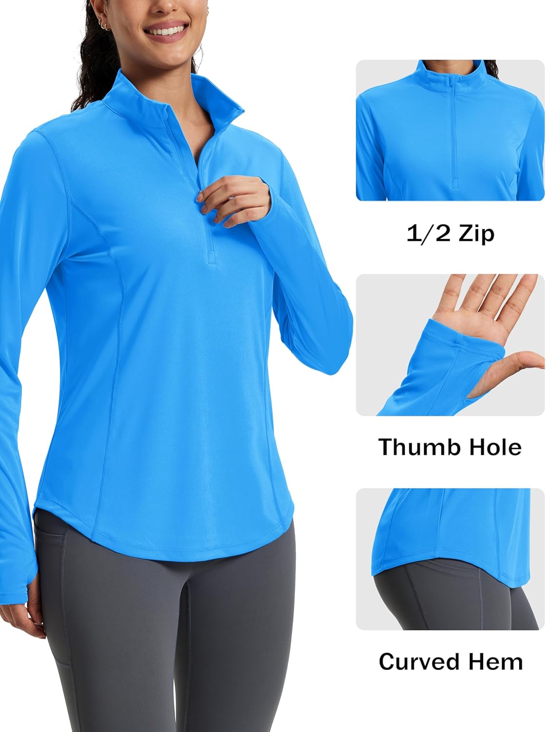MAGCOMSEN Women's Long Sleeve Shirts Sun Protection Half 1/2 Zip Pullover Rash Guard Quick Dry Hiking Golf Workout Tops - Image 5