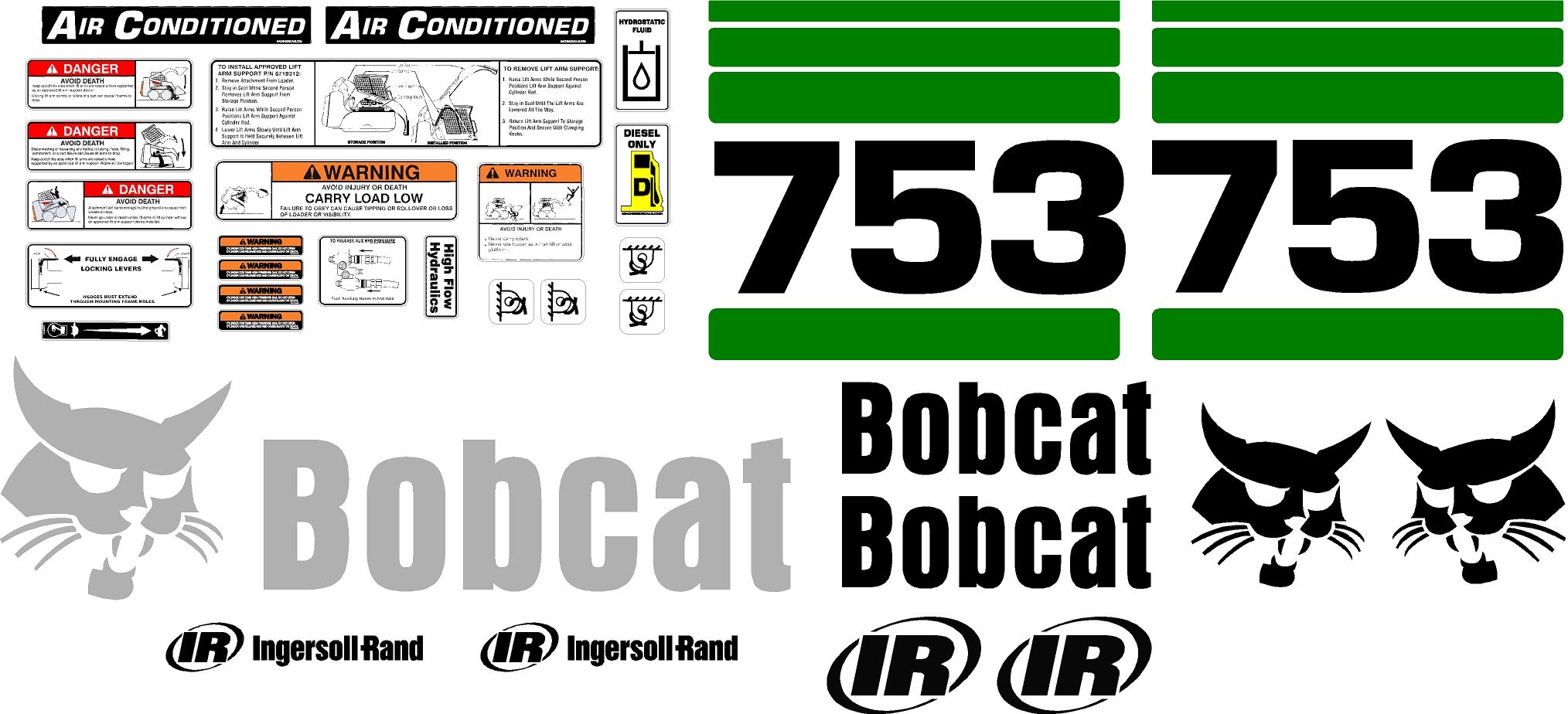 Bobcat E45 Decals Sticker Kit – Reproduction Decal Set For E45 Compact Excavator