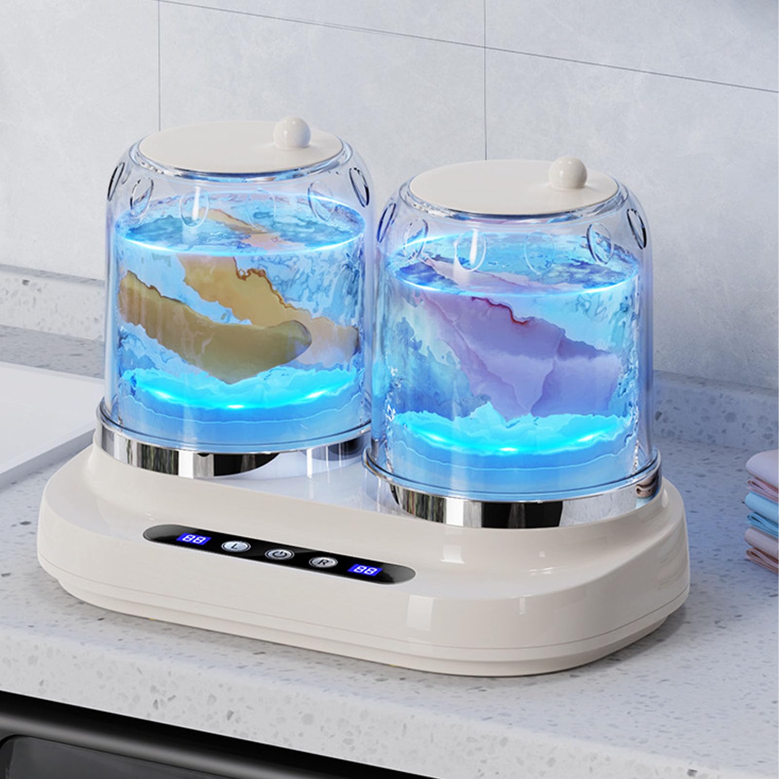 SUNGOOYUE Otros Productos de Higiene Tina Doble de 2 Litros con 3 Modos de Lavado y de Limpieza, para Ropa de bebé, Calcetines, Ropa Interior, Diseño Inalámbrico Recargable por USB para Lavado
