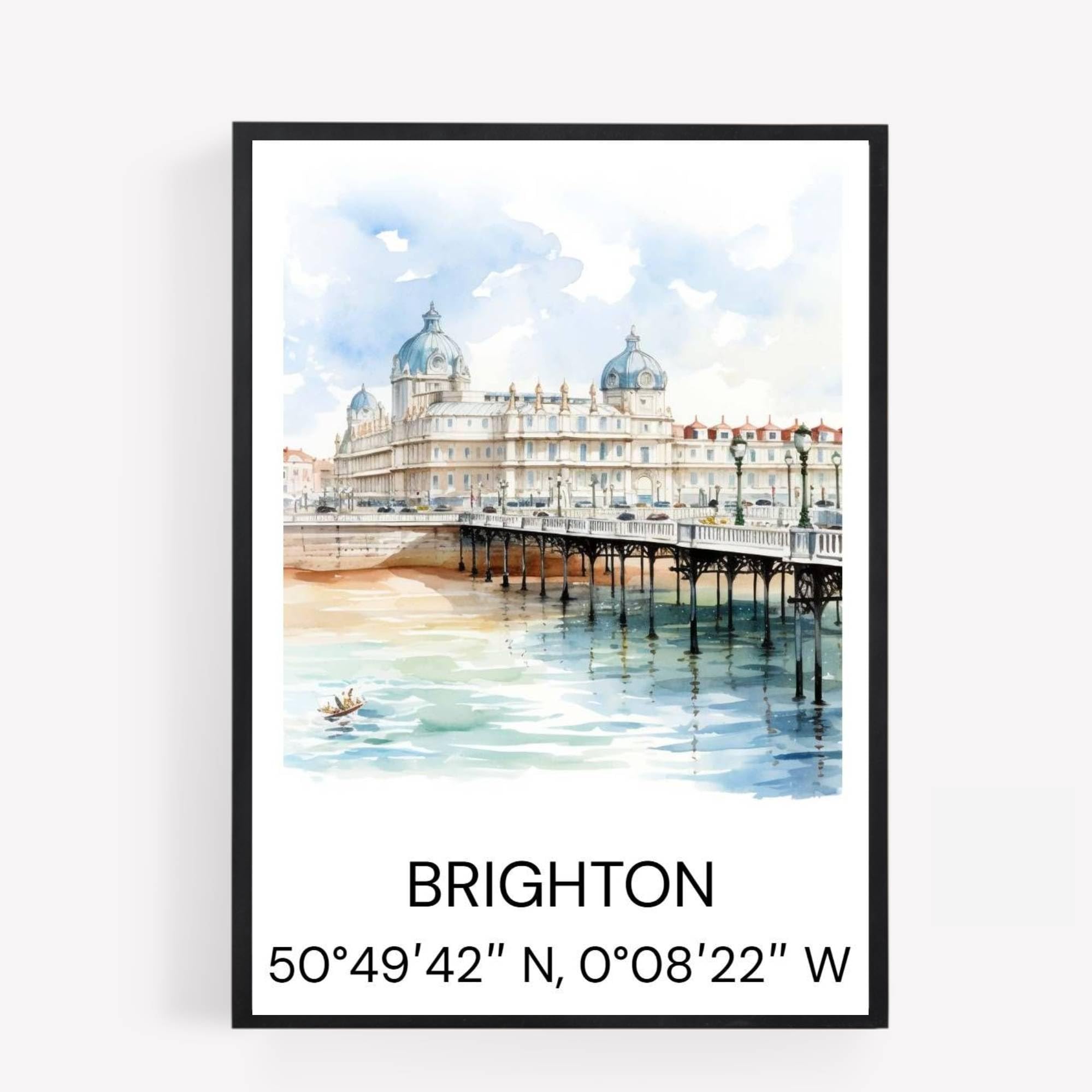 gfc brighton Cityscape Skyline Map Print Picture Poster Gift A4 UNFRAMED 1 wall art Home decor Decorating landmarks