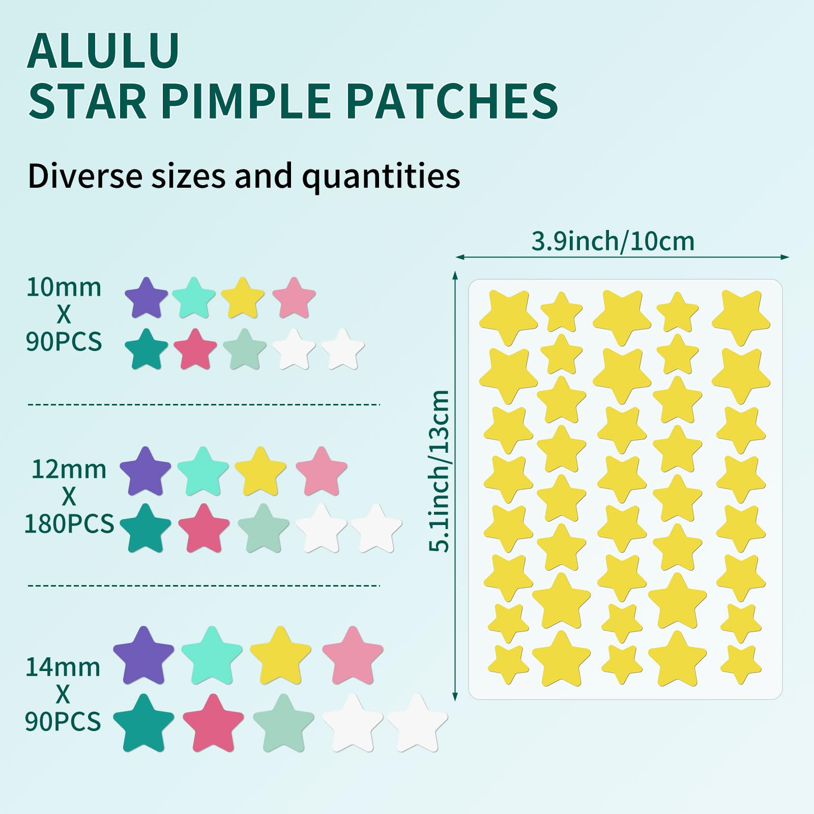 360 Pièces Patch Boutons Acne, 3 Tailles Pimple Patch Star Avec L'huile Tea Tree L'acide Salicylique, Invisibles et Hydrocolloïdes, Imperméables et Respirants, Patchs Étoile pour Jour et Nuit