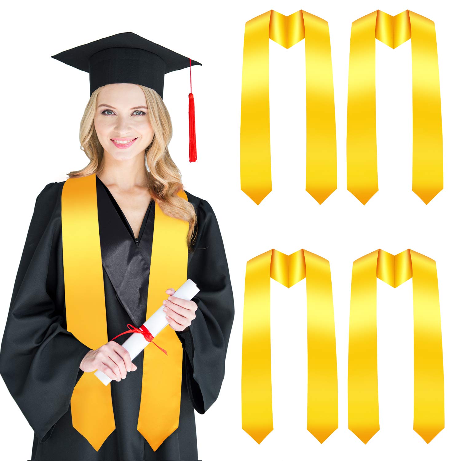 SATINIOR 5 Pieces 72 Inch Graduation Stole Sublimation Plain Honor Stole Blank Unisex Adult