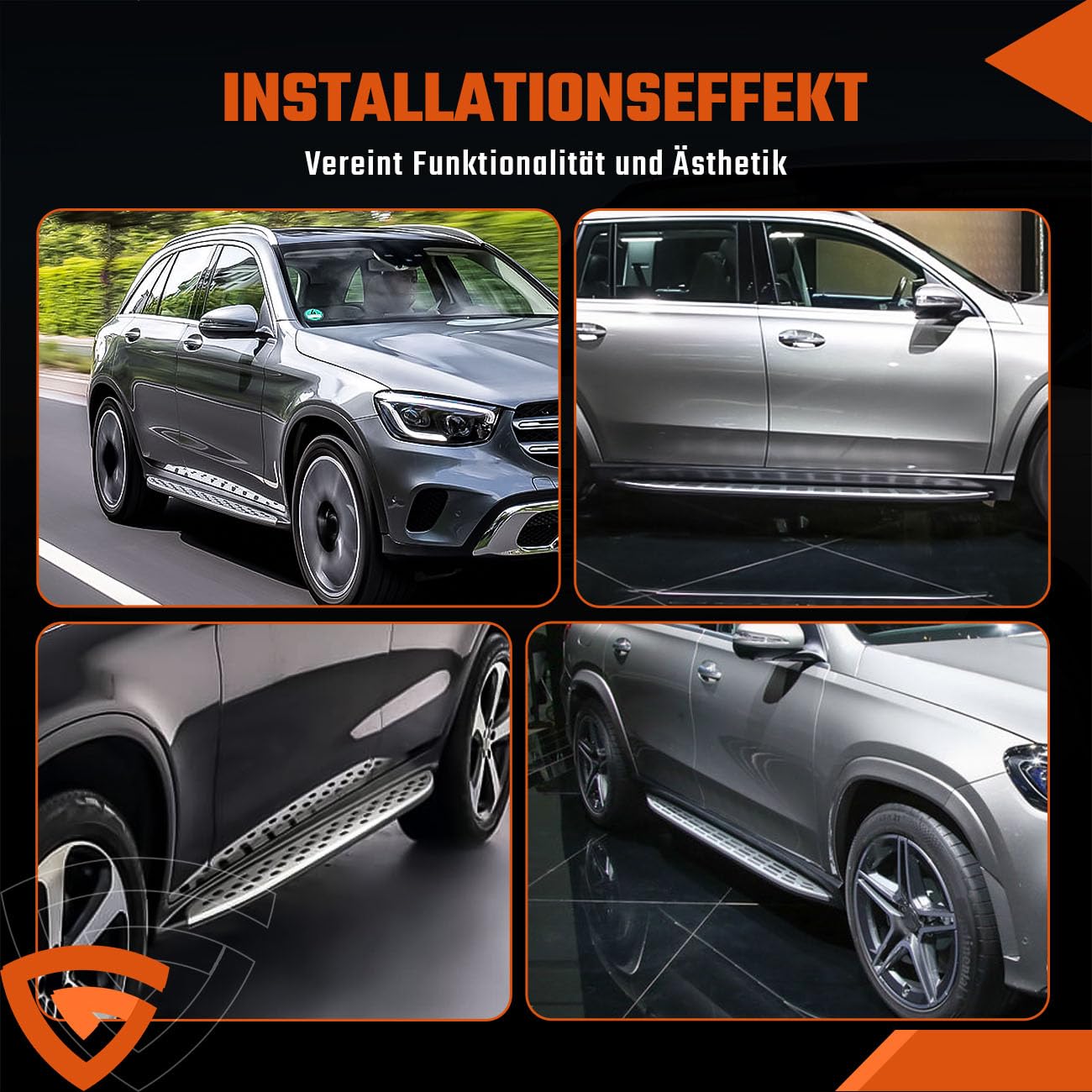 Trittbretter Seitenbretter Satz Seitenbretter Kompatibel mit Mercedes Benz GLC X253 C253 2015-2023 – Aluminium Einstiegsleisten Schweller, rutschfest, Robust, Links & Rechts