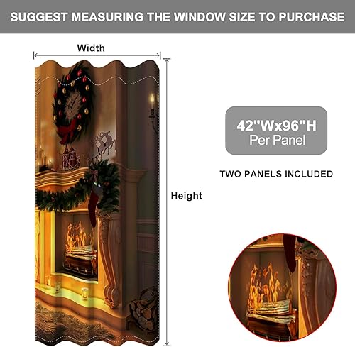 Miniatura 80 de Baocicco Cortinas opacas de Navidad para dormitorio, sala de estar, árbol de Navidad, chimenea, cortinas de ventana con ojales, cortinas familiares