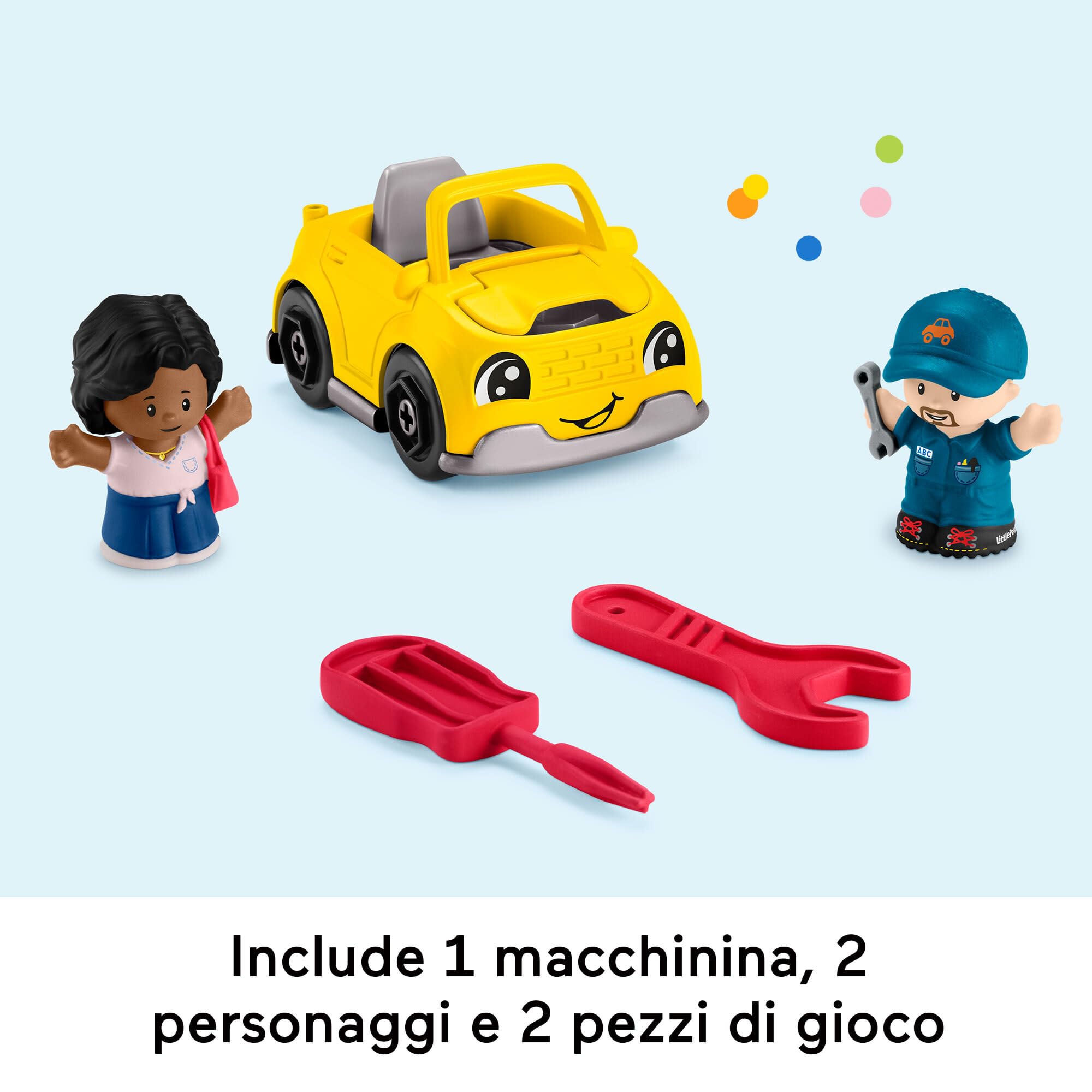 Fisher-Price Little People - Autolavaggio, playset interattivo con rampa per le auto, luci e musica, contenuti Smart Stages, versione multilingua, giocattolo per bambini, 1-5 anni, HRB34