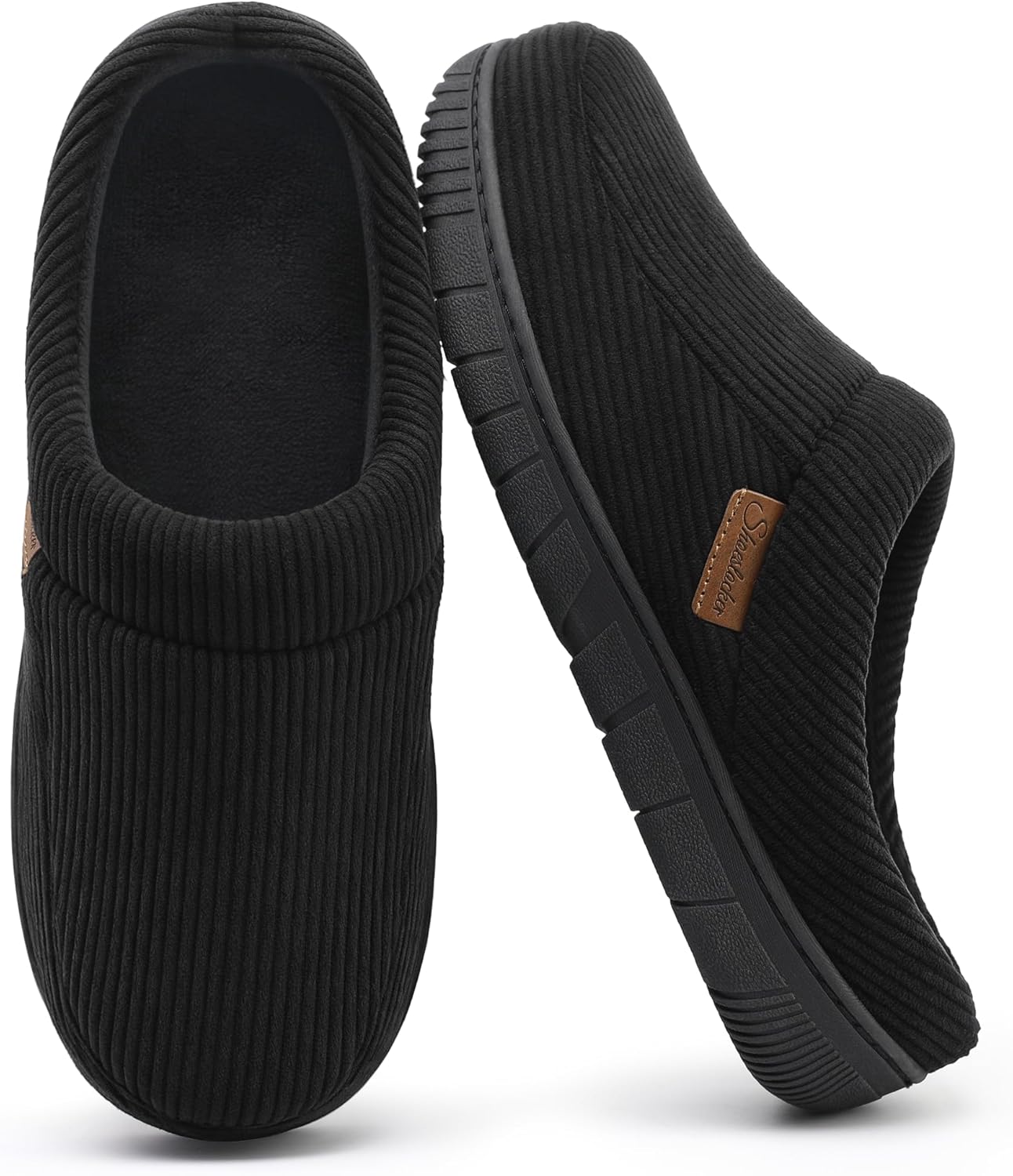 shoeslocker Mens Slippers - Soft Memory Foam Comfort