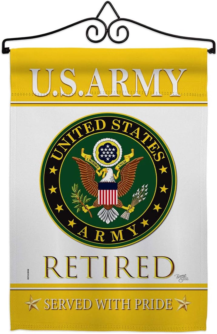 Breeze Decor US Army Garden Flag Set Wall Hanger Armed Forces Rangers United State American Military Veteran Retire Official House Banner Small Yard Gift Double-Sided, Made in USA