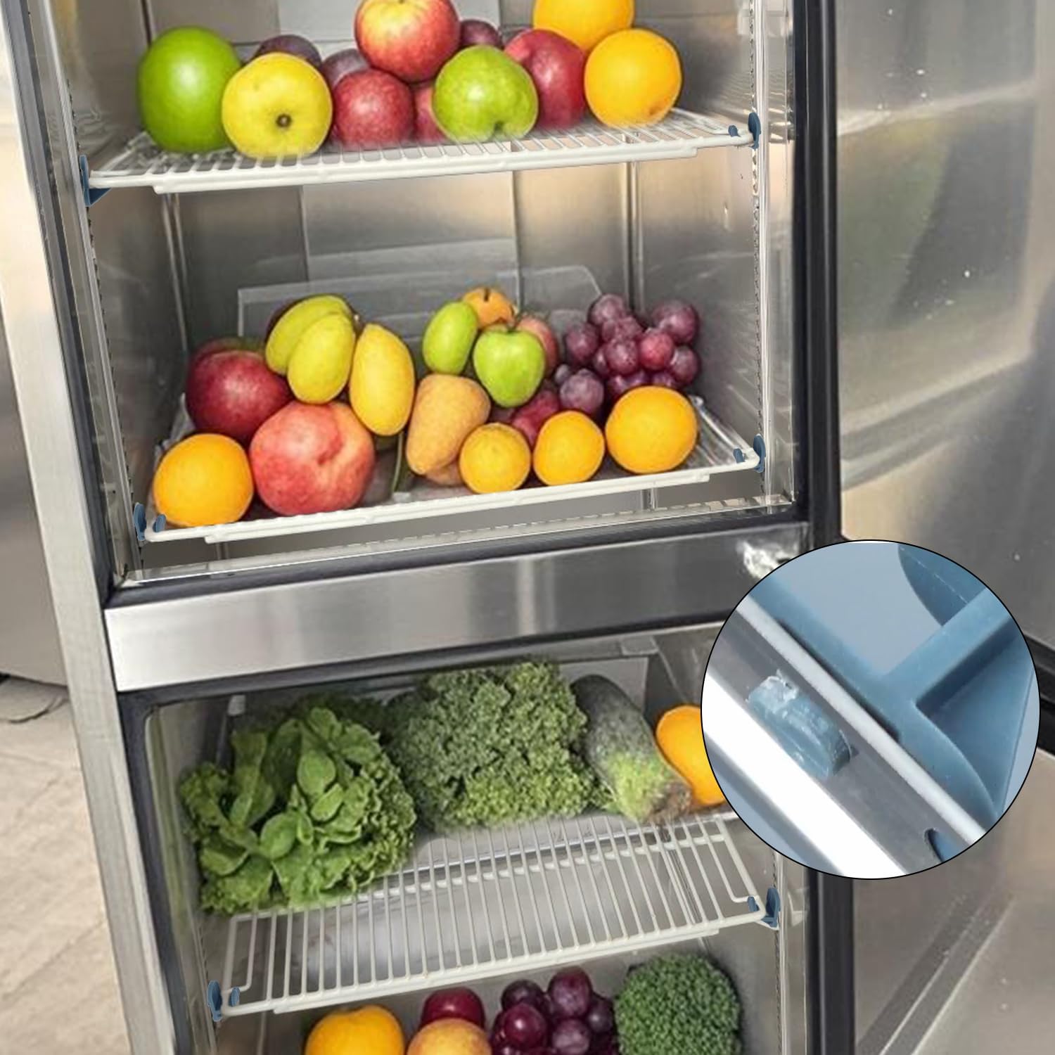 Tinoaly 20pcs Refrigerator Shelf Clips, Plastic Freezer Shelving Pegs Replacement Universal Cooler Rack Cabinet Support Brackets for Commercial & Home Refrigerators Fridge Freezers Coolers