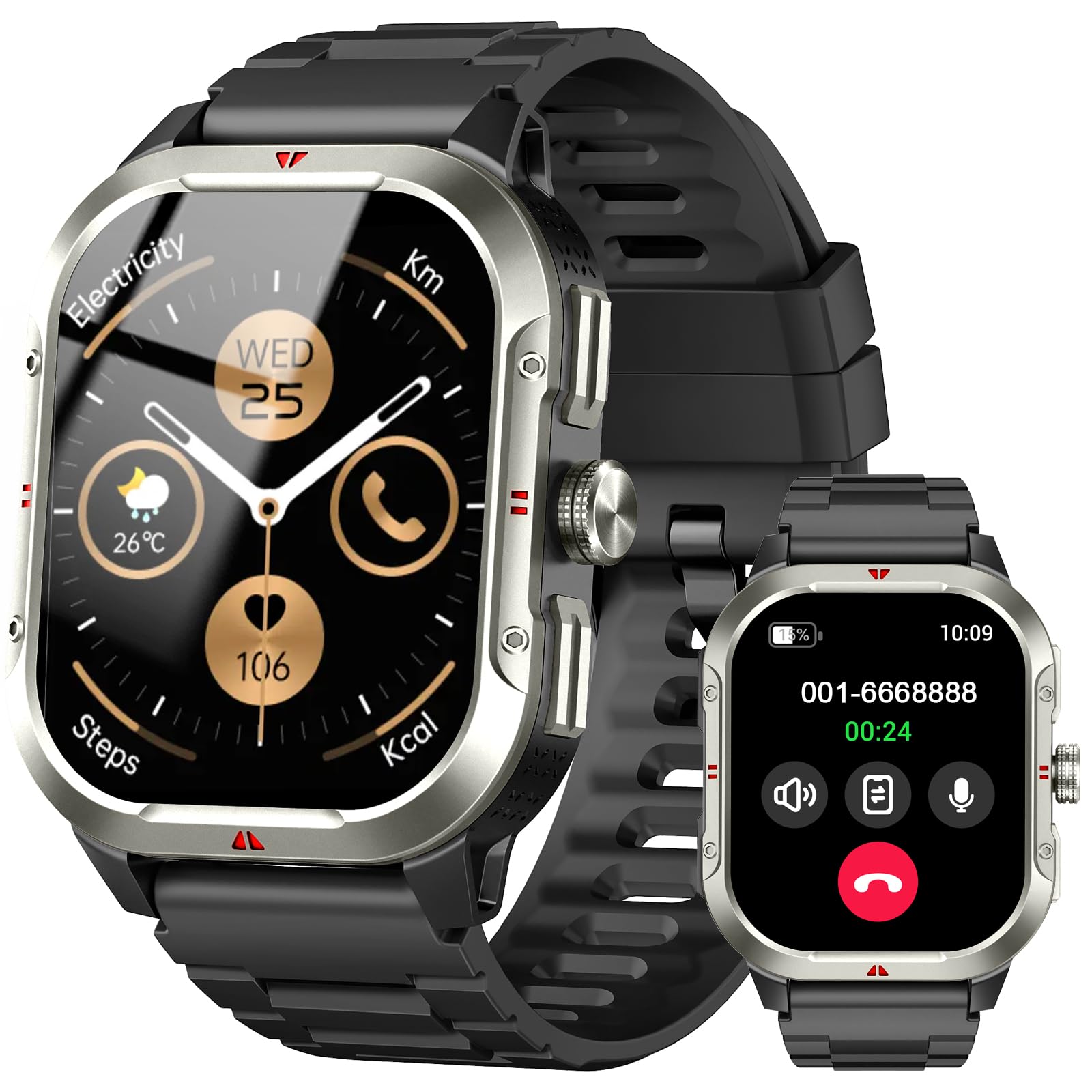 GPS Smartwatch Uomo Donna, 2.06" HD Orologio Smartwatch con Chiamate Bluetooth, Cardiofrequenzimetroi/Sonno/SpO2/Contapass, 100+ Sportive Smart Watch, IP68 Impermeabil Fitness Tracker per iOS Android