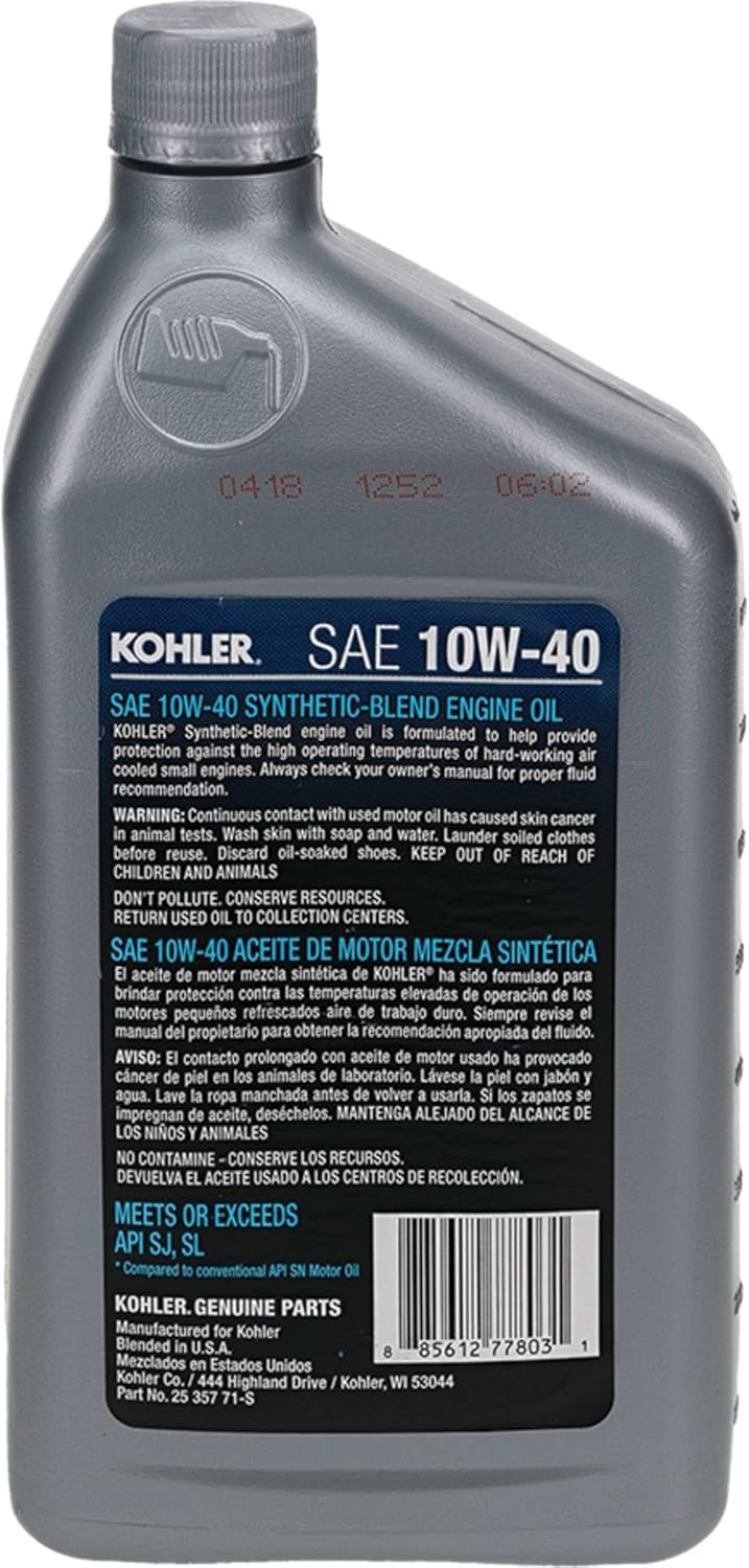 Kohler 25 357 70-S (Case of 12) SAE 10W-40 Synthetic-Blend Engine Oil and Fuel Treatment