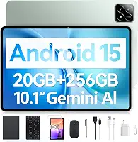 Tablet Xixaomiro S11 Pad 10.1" Android 15, 256GB ROM + 20GB RAM, Tela 120Hz, Octa-Core, Câmera 13MP + 5MP, Bateria 8000mAh, Kit com Teclado, Mouse e Caneta Stylus para Trabalho e Estudos (Verde)