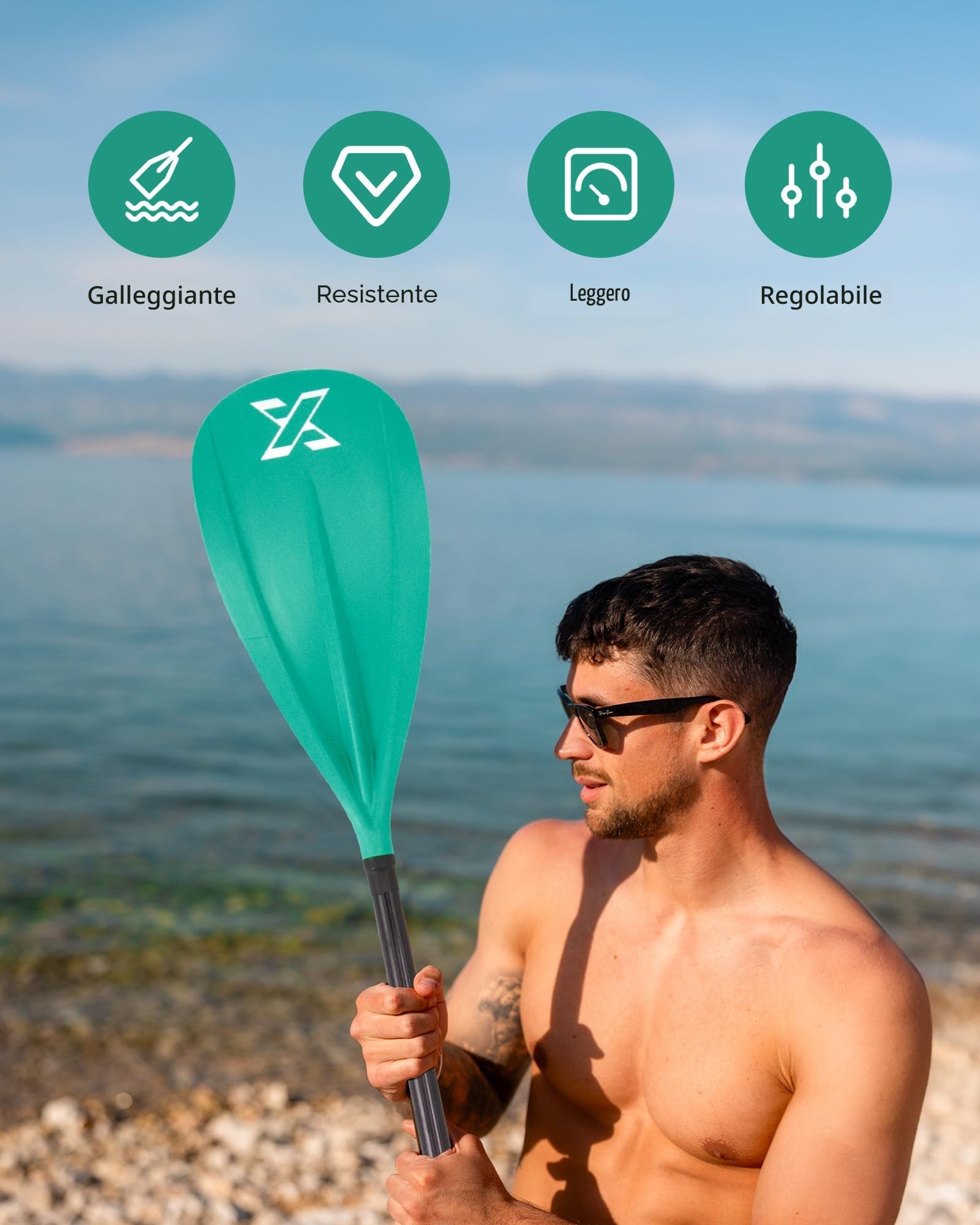 ZLX SUP Paddle in alluminio regolabile, peso leggero, impugnatura ergonomica a T, montaggio rapido e lame durevoli