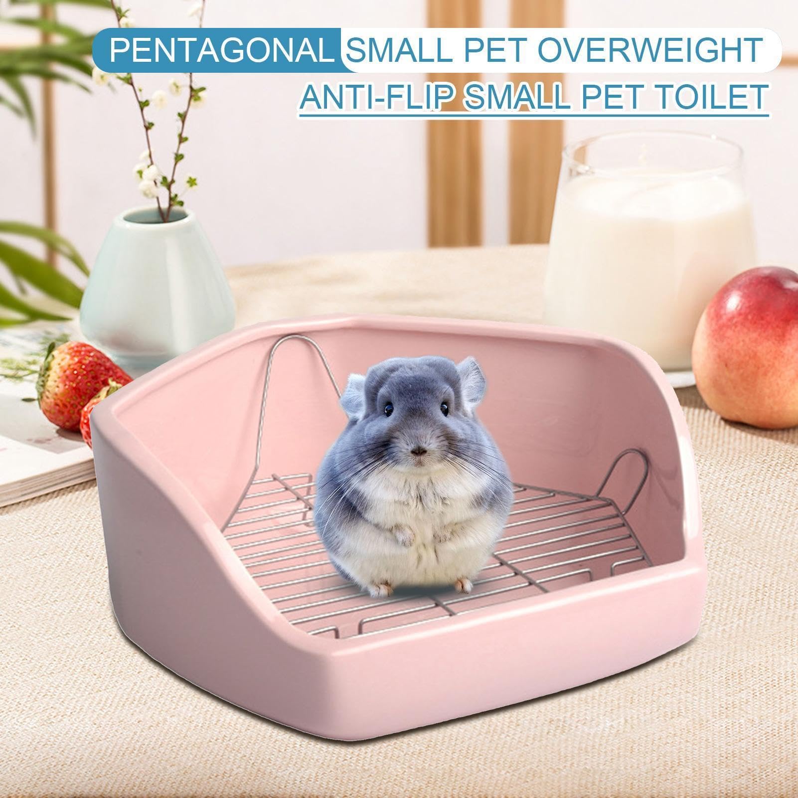 Genérico Ecktoilette für kleine Haustiere, Ecktoilette für Kaninchen, für Töpfchen, dreieckig, leicht zu reinigen, für Kaninchen, Cage Pan, für Tiere in Penta-Form