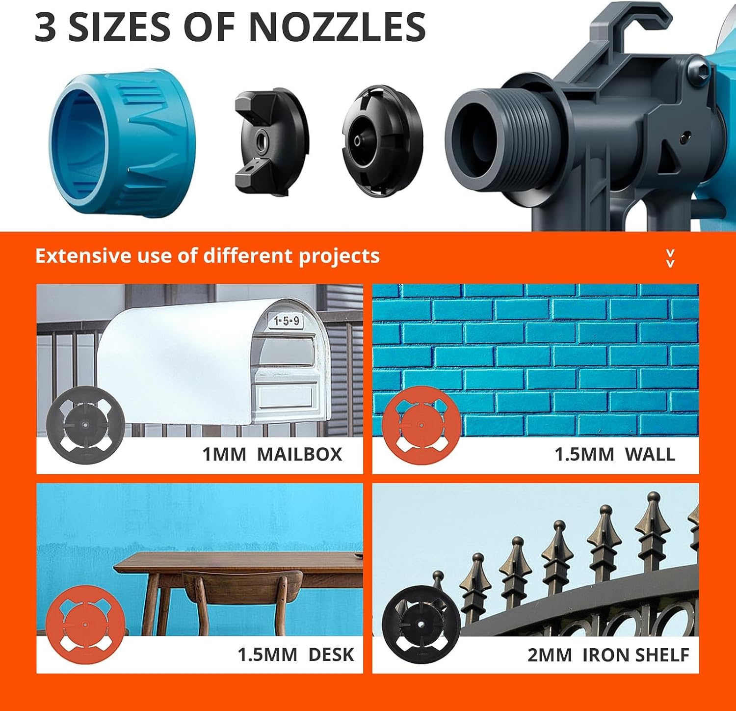 Tilswall Paint Sprayer, Lightweight HVLP Spray Gun, High Power Electric Spray Paint Gun, 4 Nozzles & 3 Patterns, Easy to Clean Paint Sprayer for House Painting, Cabinets, Furniture, Fence, Walls, DIY