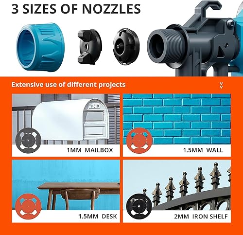 Miniatura 5 de Tilswall - Pulverizador de pintura HVLP, pistola de aerosol ligera, pistola de pintura eléctrica de alta potencia, 4 boquillas y 3 patrones,