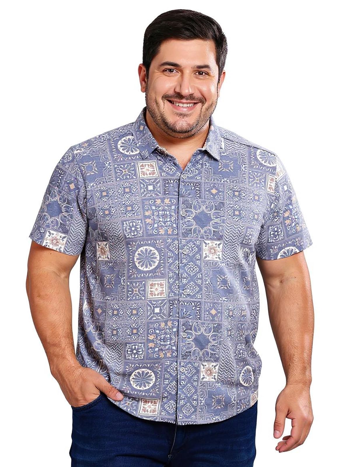 Trendy Regular Fit Printed Half Sleeve Plus Size Shirt for Men | Men’s Shirts in Plus Sizes only-image-21
