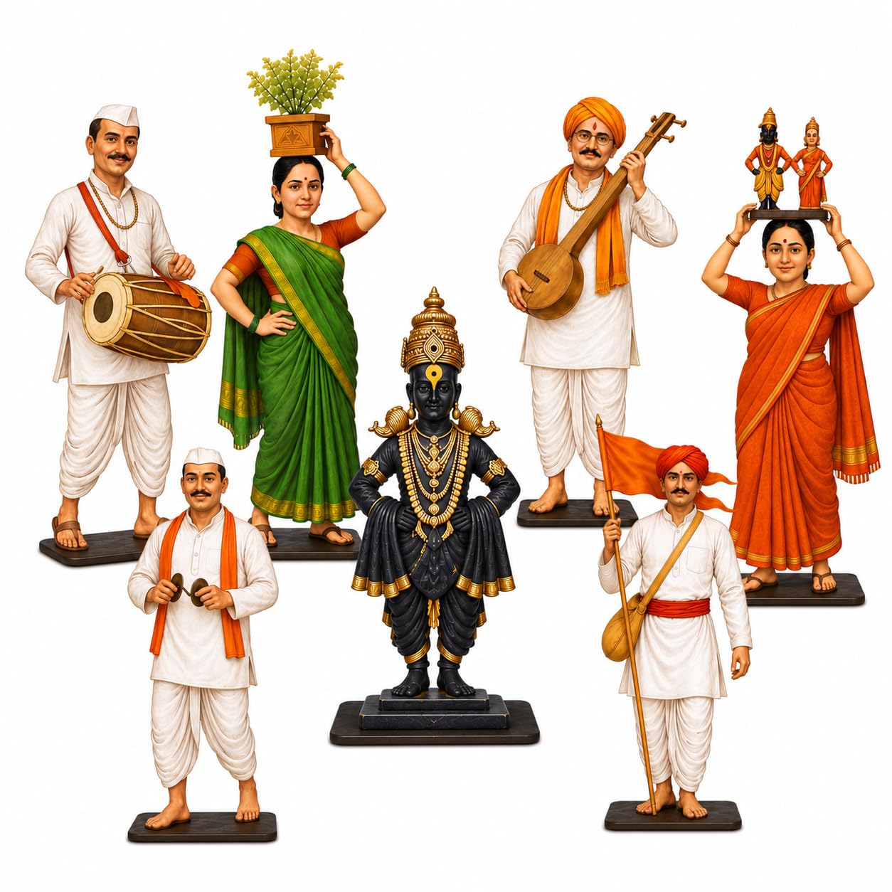 DIGI ART'S Store Ashadhi Wari Varkari Devotional Set Pack of 7 | 8 Inch MDF Standee Collection with Vitthal Figure & Varkari Characters | Pandharpur Wari Theme Home Temple Decor & Gift-image-10
