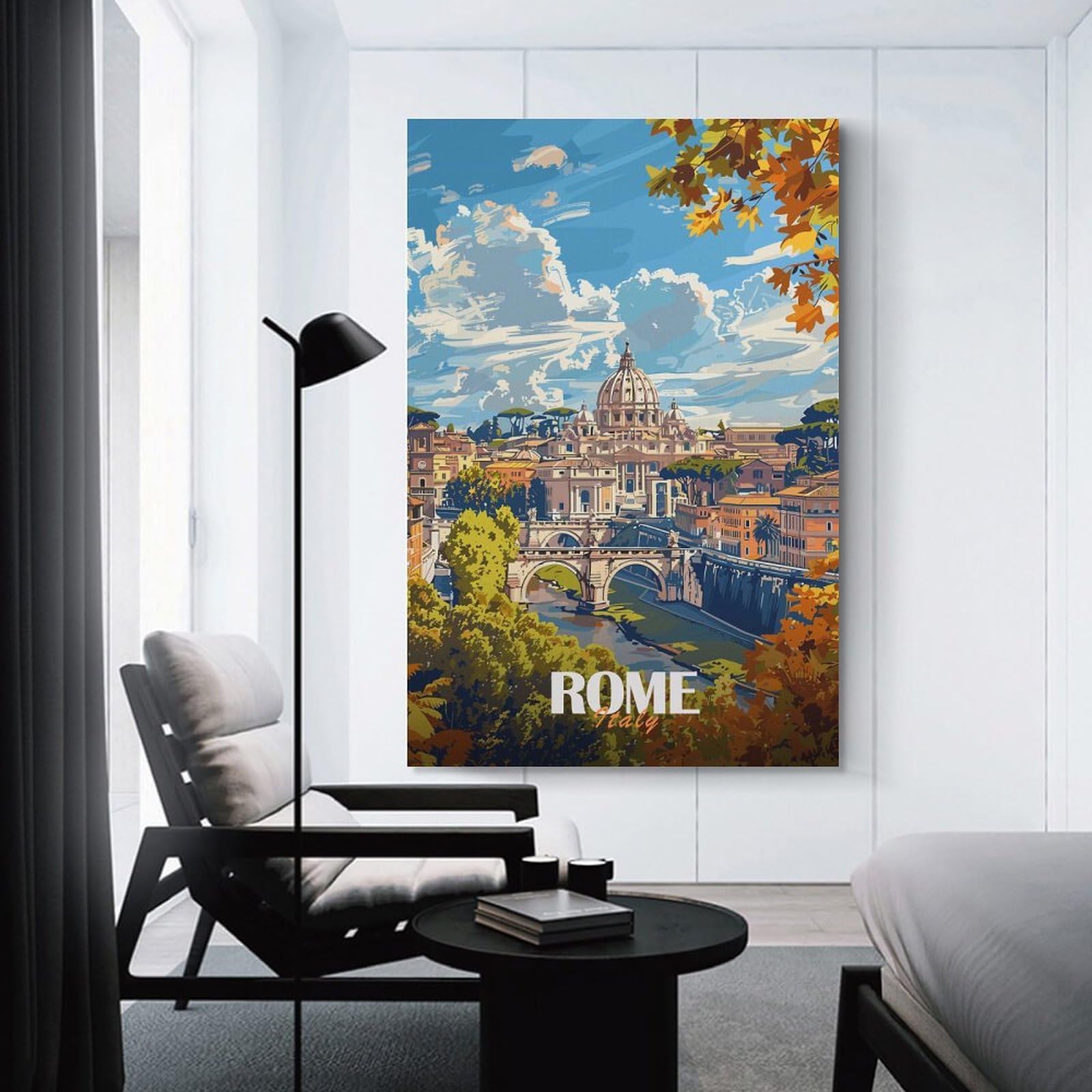 Junmoney Room Decor Wall Art Rome Cityscape with St. Peters Basilica(2), 24x36inch(60x90cm), for Wall Displays, Bedrooms Or Room Updates, A Versatile Canvas Print for Layering
