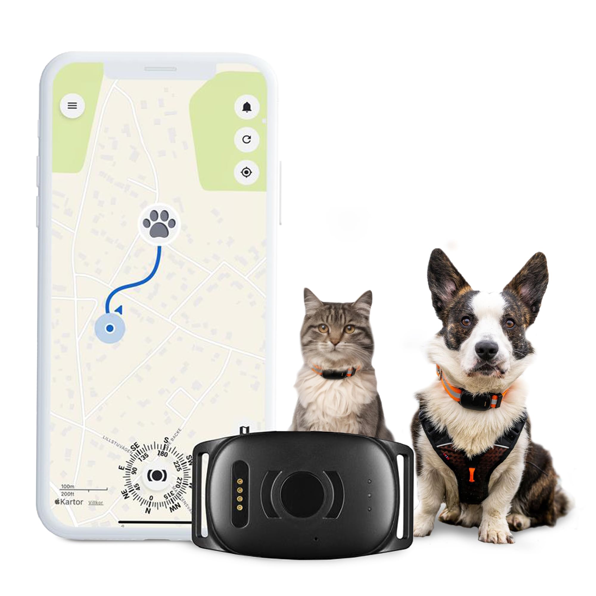 MiniFinder Atto Pro GPS Tracker Hund Echtzeit-Ortung, Hunde GPS Tracker mit integrierter SIM Virtuellem Zaun Escape-Alarm, Wetterfest 35h Akku GPS Ortung Haustier