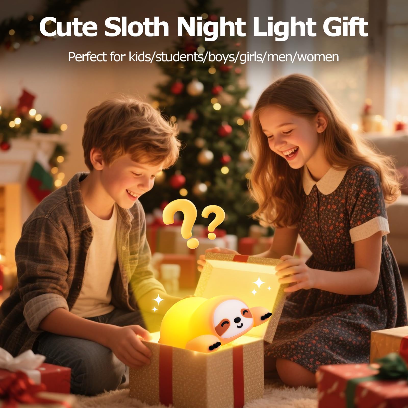 Luz nocturna de perezoso, luz nocturna regulable de 3 niveles, silicona de grado alimenticio, recargable para niños, decoración del hogar, ideal para regalos