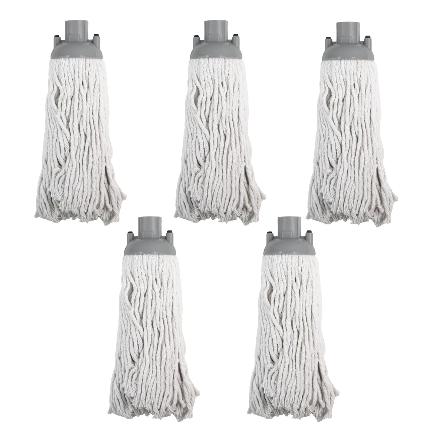 JVL String Mop Head Replacement – Grey (Pack of 5) – Machine Washable Microfibre Refill Heads