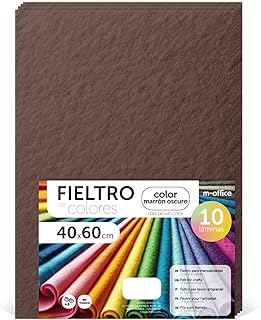 m-office Fieltro para Manualidades, Fieltro de Colores, Suave y Flexible, Material para Costura, Telas Patchwork, Ideal para proyectos DIY, artesanía o decoración, 40x60cm (marrón oscuro, 10 uds)