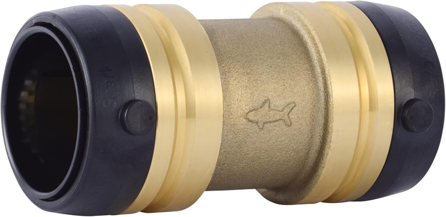 SharkBite 1-1/4 Inch Coupling, Push to Connect Brass Plumbing Fitting, PEX Pipe, Copper, CPVC, PE-RT, HDPE, UXL0135
