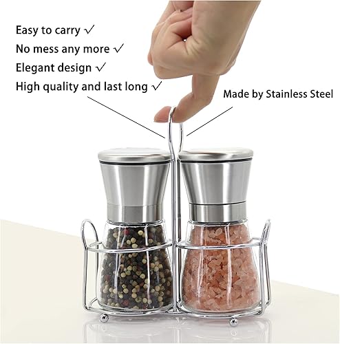 Miniatura 6 de Juego de molinillo de sal y pimienta de acero inoxidable de alta calidad coctelera de vidrio corta molino de pimienta y molino de sal con grosor