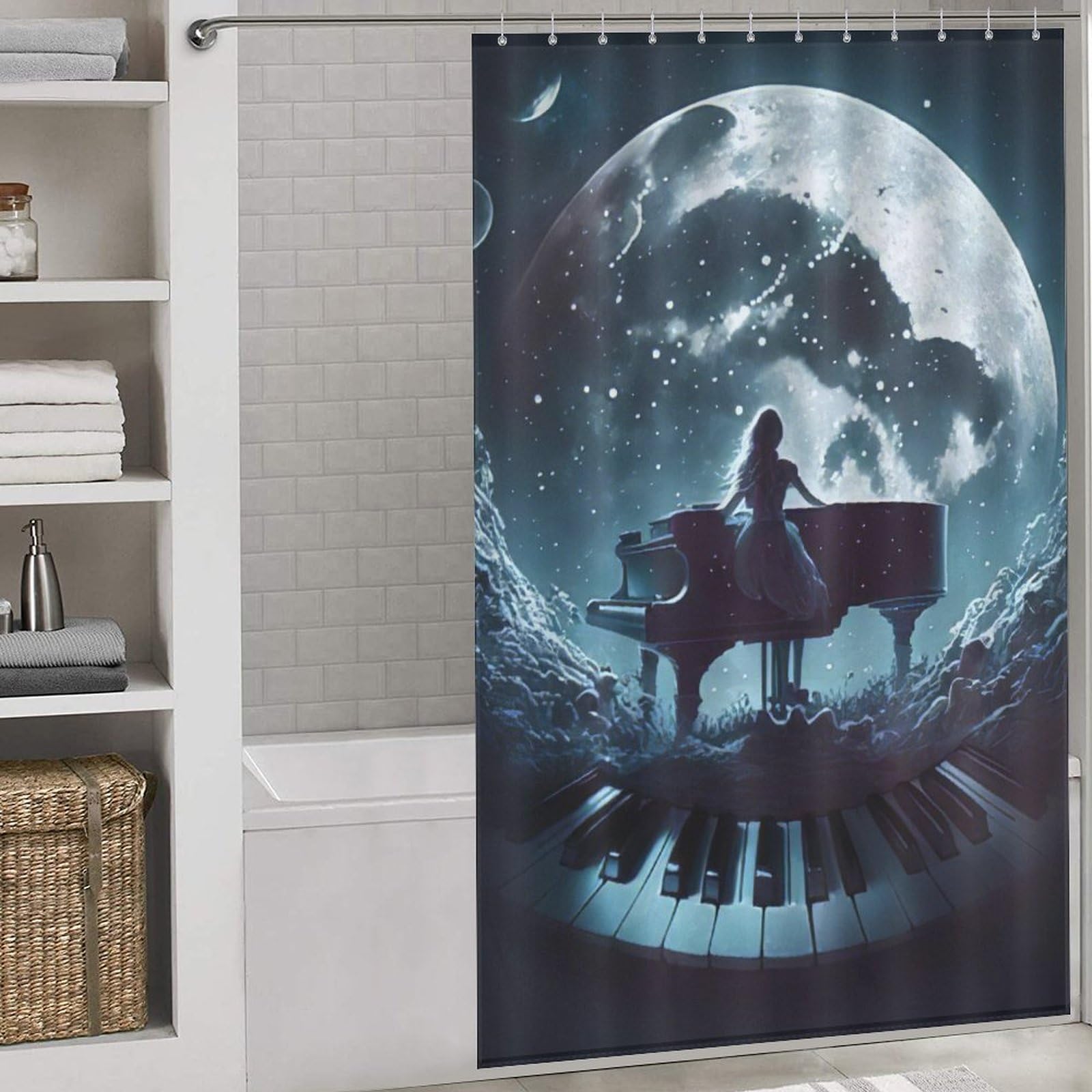 Rideau de douche pour salle de bains piano imperméable 55x72Inch textile