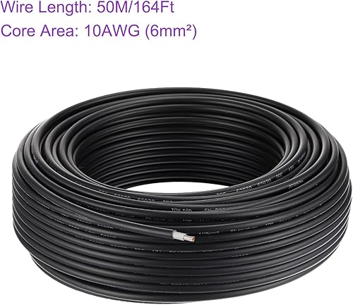 Miniatura 3 de DMiotech Paneles solares de alambre solar de 10 AWG (6 mm2), cable de cobre estañado de 164 pies para barcos, sistemas de energía, color negro