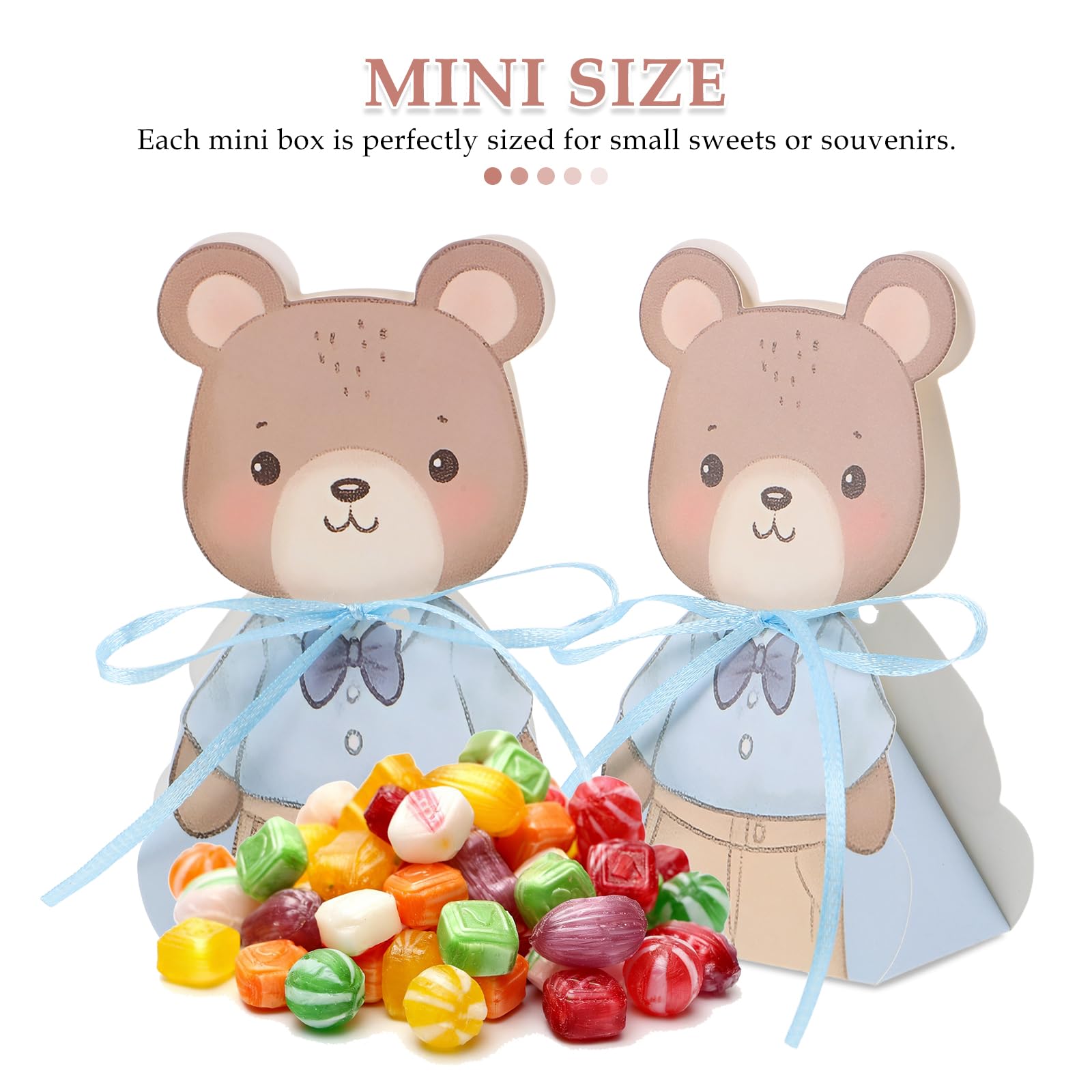 Cajas de Obsequio para Bebés Shower 50 Unidades Mini Cajas Plegables de Papel Diseño de Oso Azul para Centros de Mesa y Dulces en Fiestas de Primer Cumpleaños