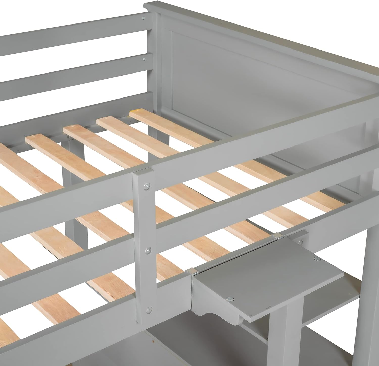 Bellemave Twin Size Loft Bed Frame with Drawers and Desk, Wooden Loft Bed with Shelves for Children Kids Adults and Teens, Loft Bunk Bed Storage Drawers for Boys and Girls, Gray