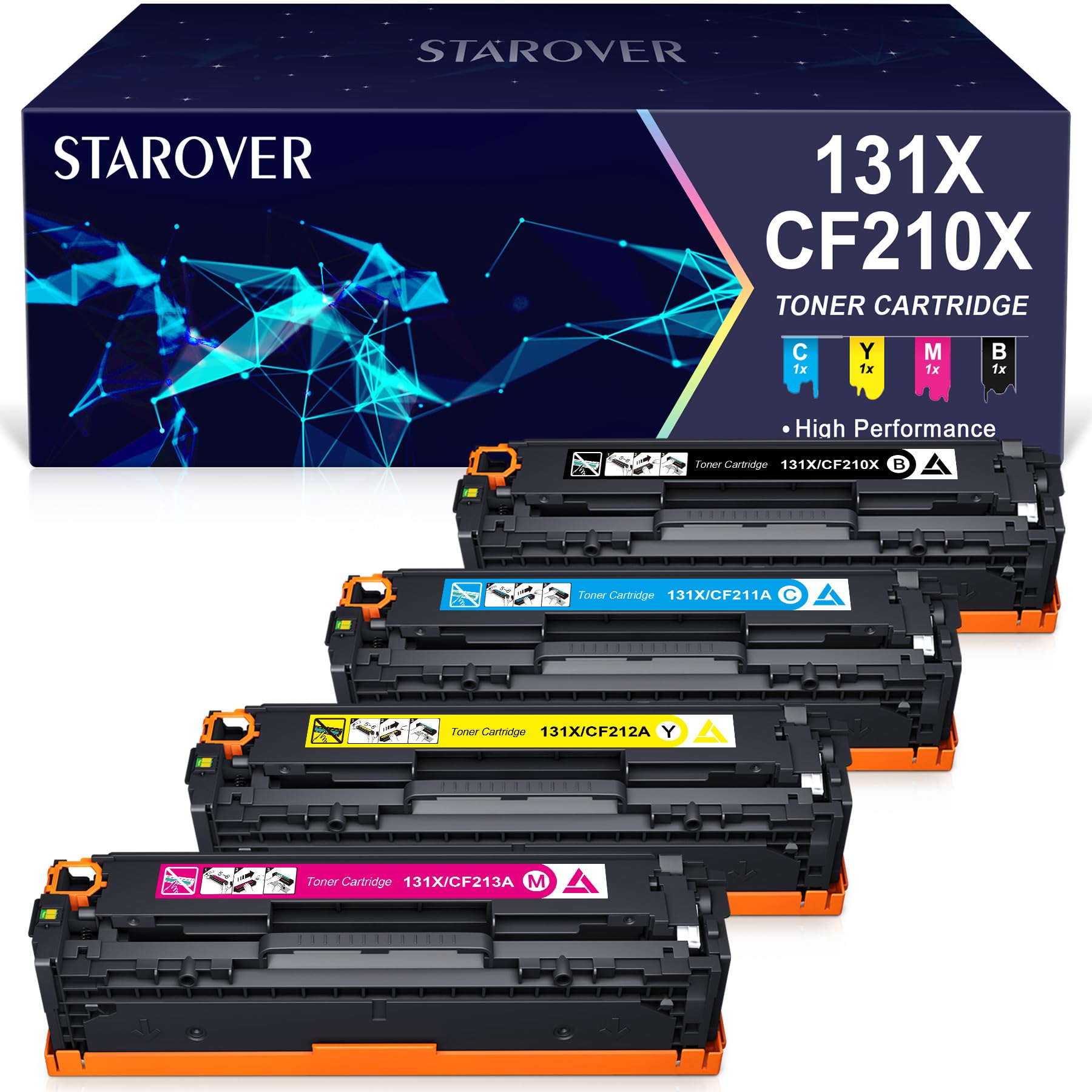 STAROVER Kompatible Tonerkartusche, Ersatz für HP 131X 131A CF210X CF210A für HP LaserJet M251nw M276nw,128A CE320A CP1525n CP1525nw CM1415fn CM1415fnw,125A CB540A CP1215 CP. 1515n CM1312 CM1312nfi