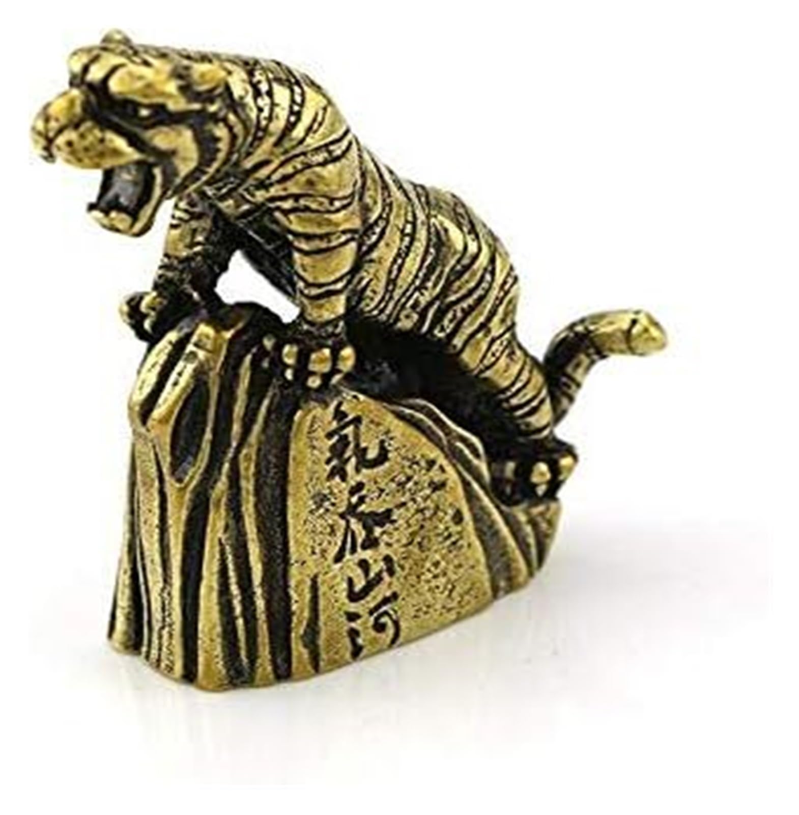 XCFTYRU Vintage Brass Statue， Tiger King Figurines Home Decor Accessories Vintage Brass Animal Mountain