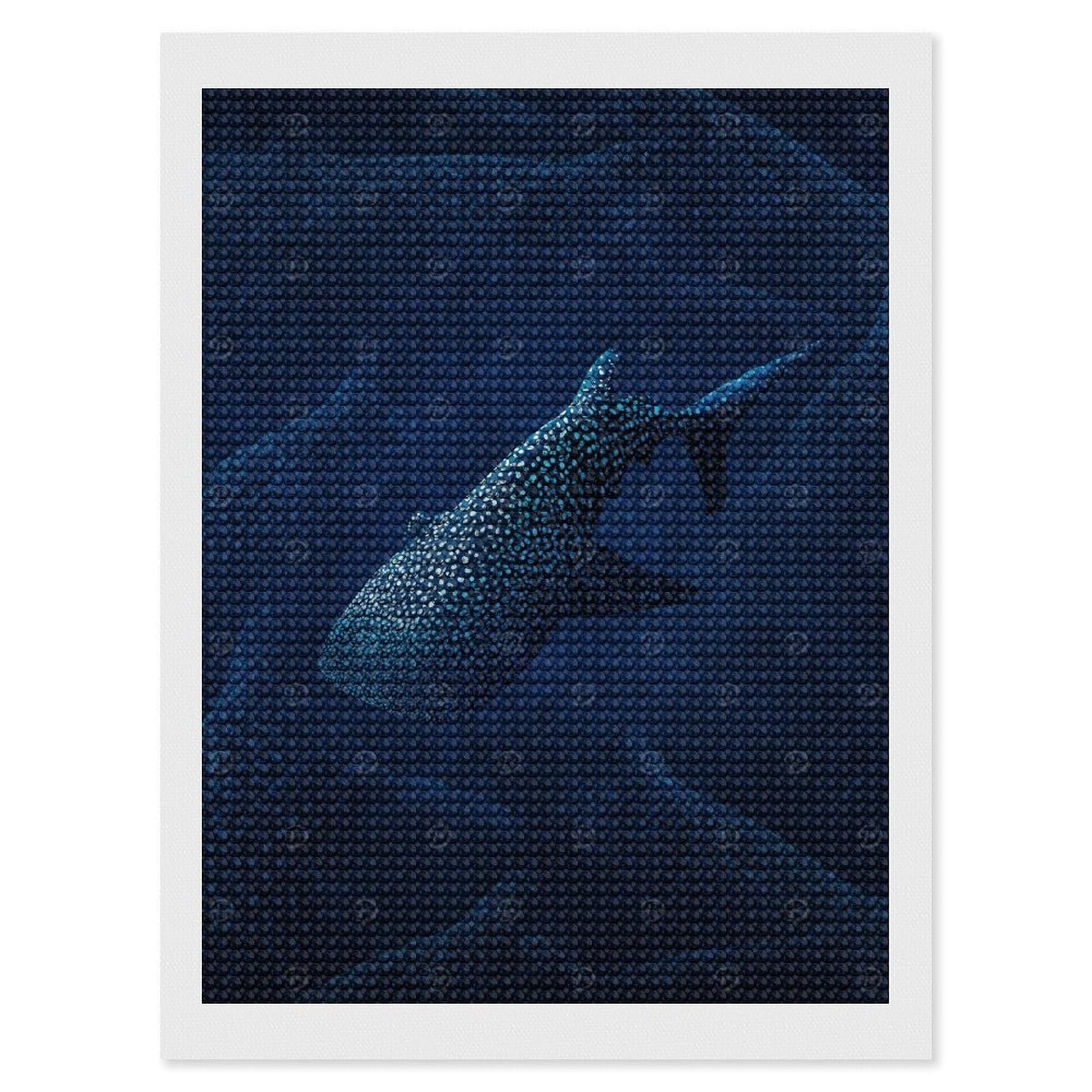Junmoney Whale Sharks(2) Diamond Painting Set 12"x16", for Beginners, Modern Decor, Simple to Start, Gift Idea, Pleasing Wall Art Project