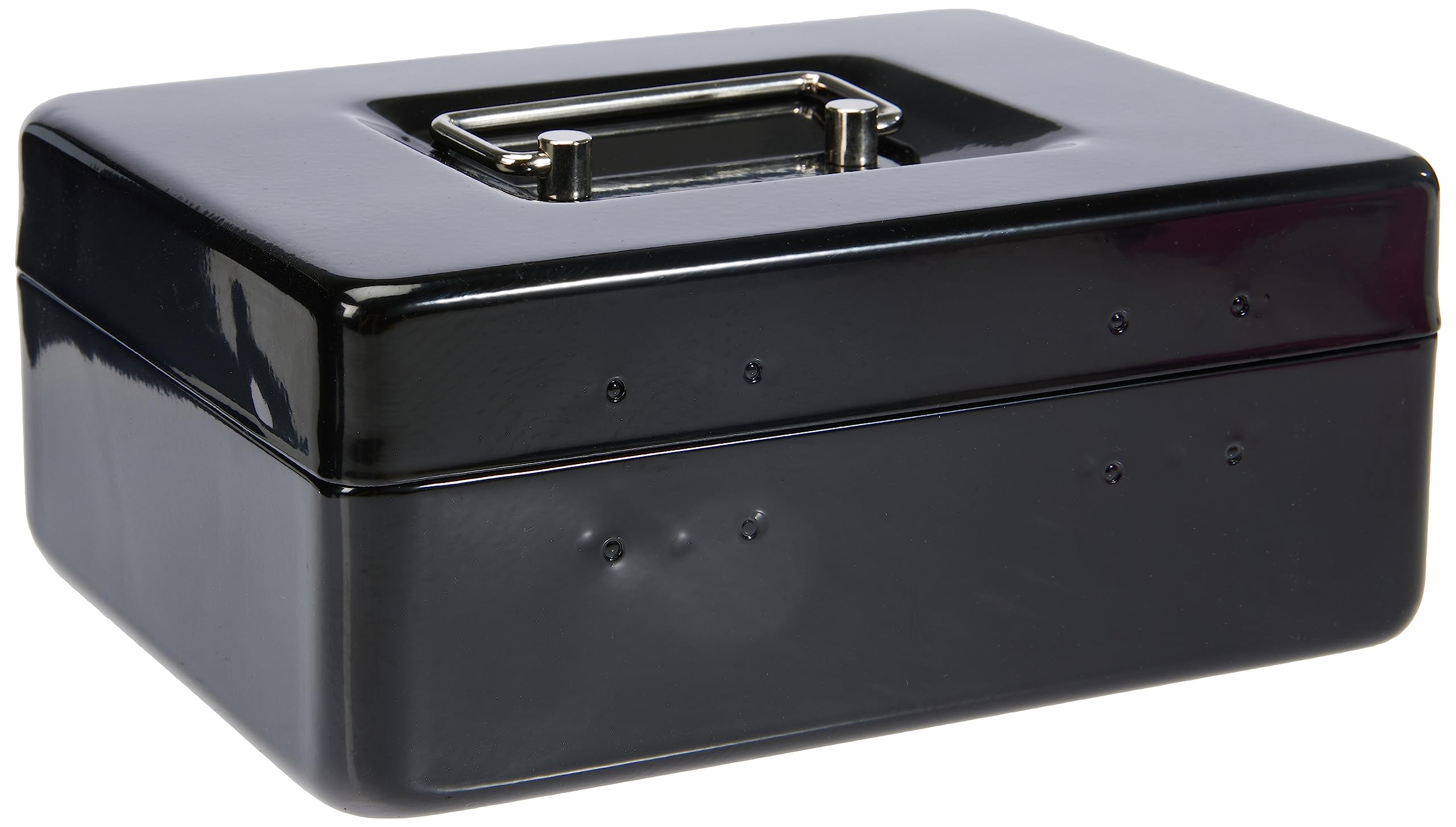 Rapesco SB0008B1 Caja de Caudales Portátil Pequeña, Ancho 20 cm, 3 llaves y Bandeja Portamonedas Extraíble, Negro
