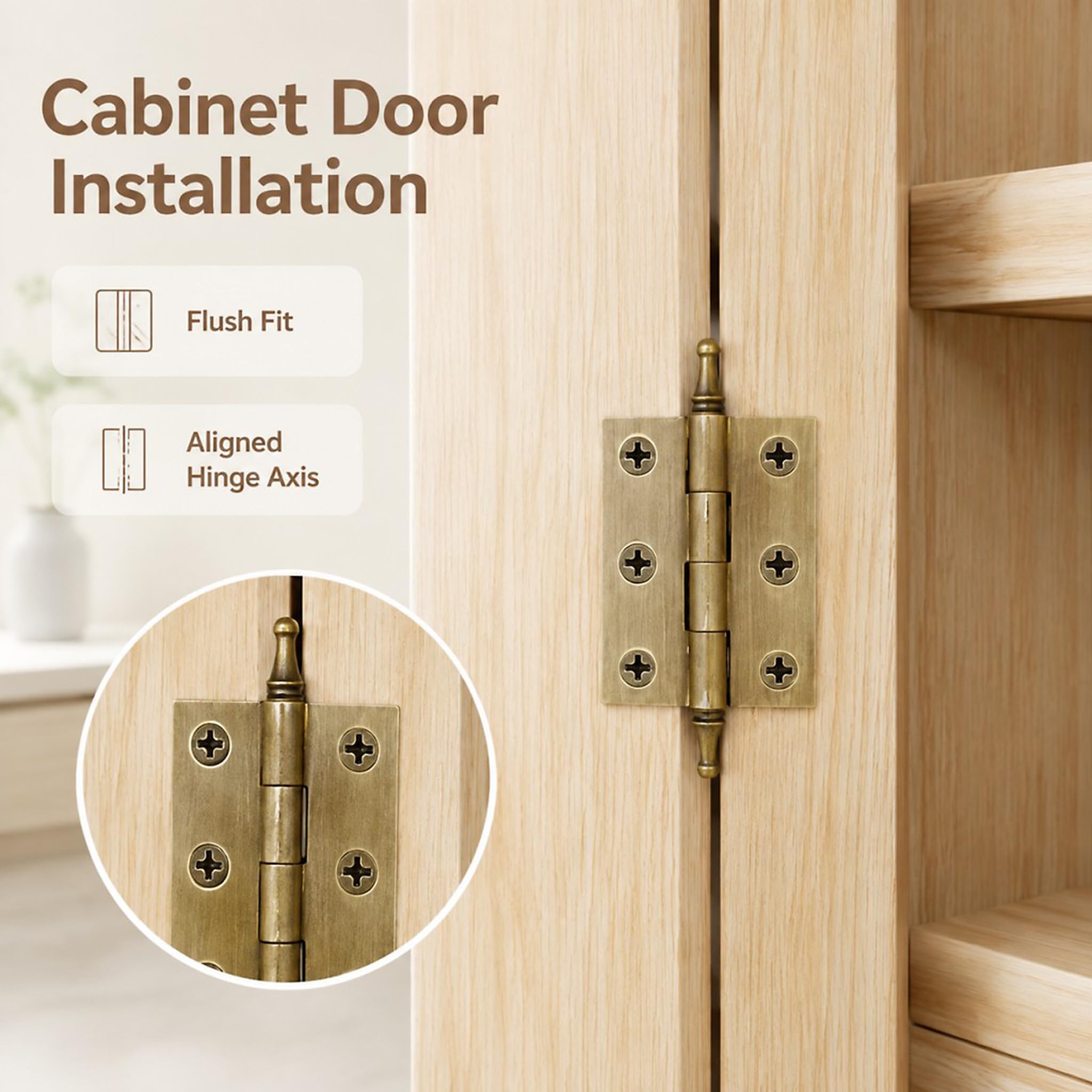 Brushed Bronze Hinges - 2 Inch Folding Butt Hinges (2Pcs) -3