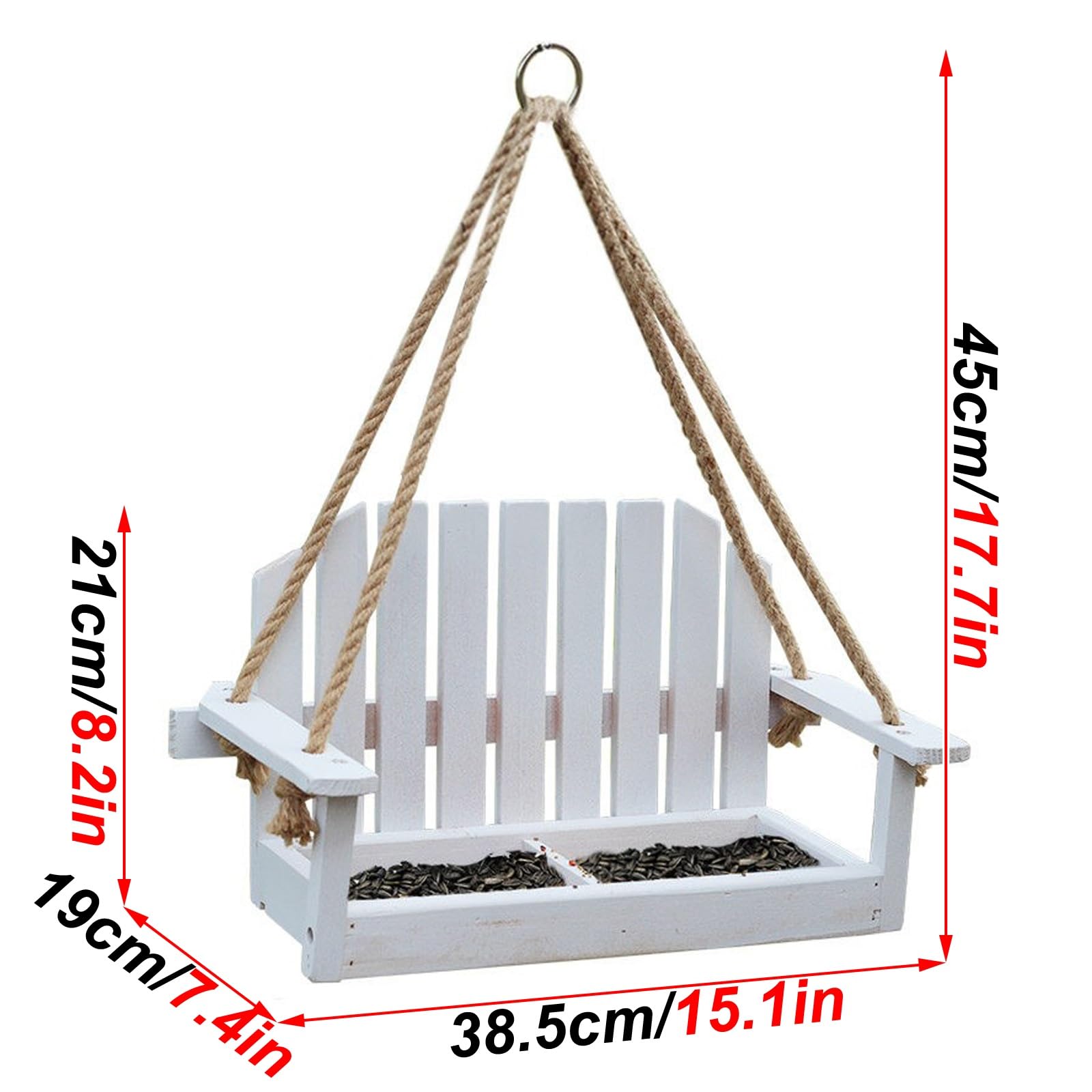 Bird Feeder, Comedero para Pájaros Salvajes Colgante Comedero Pájaros Exterior, Fácil de Llenar y Limpiar, Diseño Tipo Banco, Gran Capacidad, para Jardines y Patios