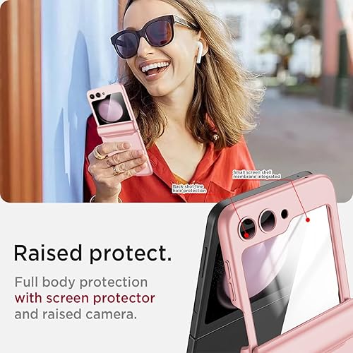 Miniatura 3 de Miimall Funda para Samsung Galaxy Z Flip 5 con protector de pantalla, funda para Galaxy Z Flip 5 con protección de bisagra, antihuellas, mate,