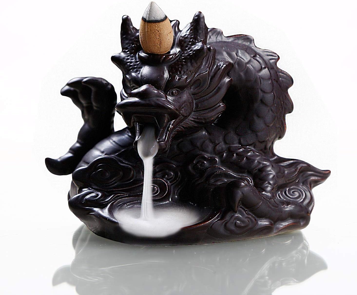 OTOFY Handmade Ceramic Incense Holder, Backflow Incense Burner Figurine Incense Cone Holders Home Decor Gift Decorations Statue Ornaments (Fierce Dragon)