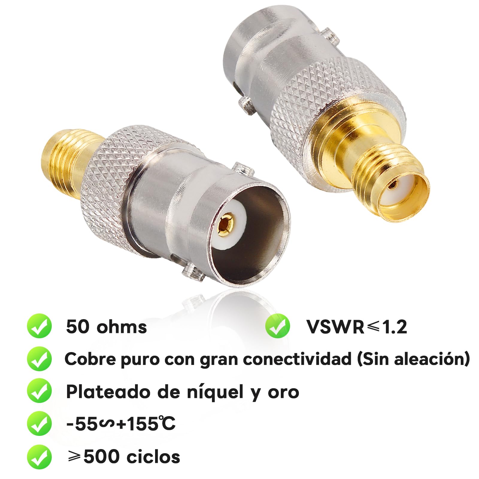 Adaptador SMA Hembra a BNC Hembra para SDR Ham Radio Baofeng UV-5R UV82 V-5R5
