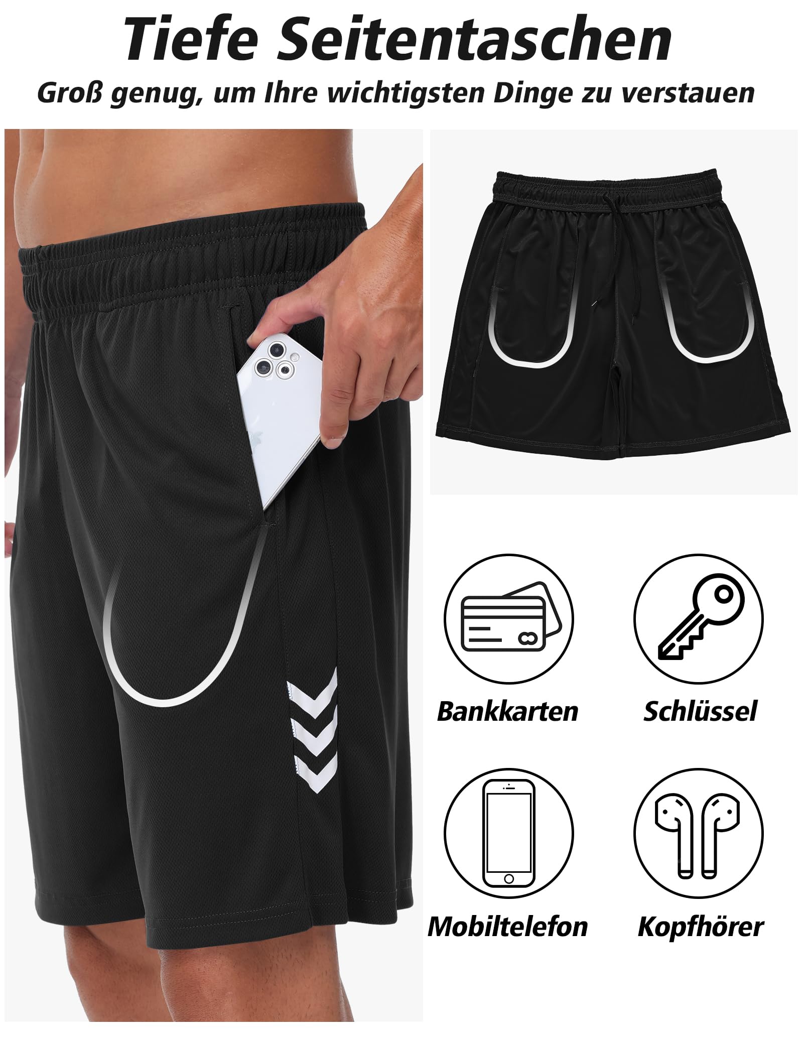 Herren Sporthose Kurze Atmungsaktive Gym Fitness Hosen Dry Fit Lauf Shorts Training Running Funktionsshorts