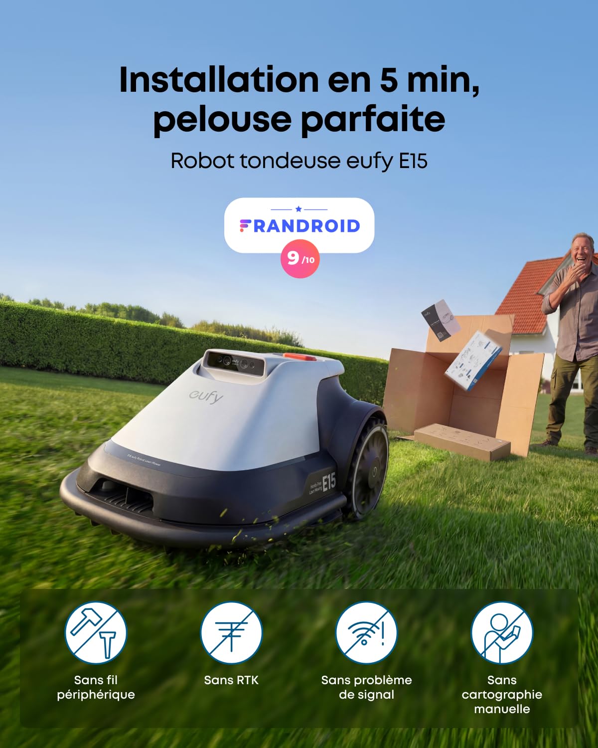 eufy E15 Robot Tondeuse sans Fil périphérique ni RTK — vue 2
