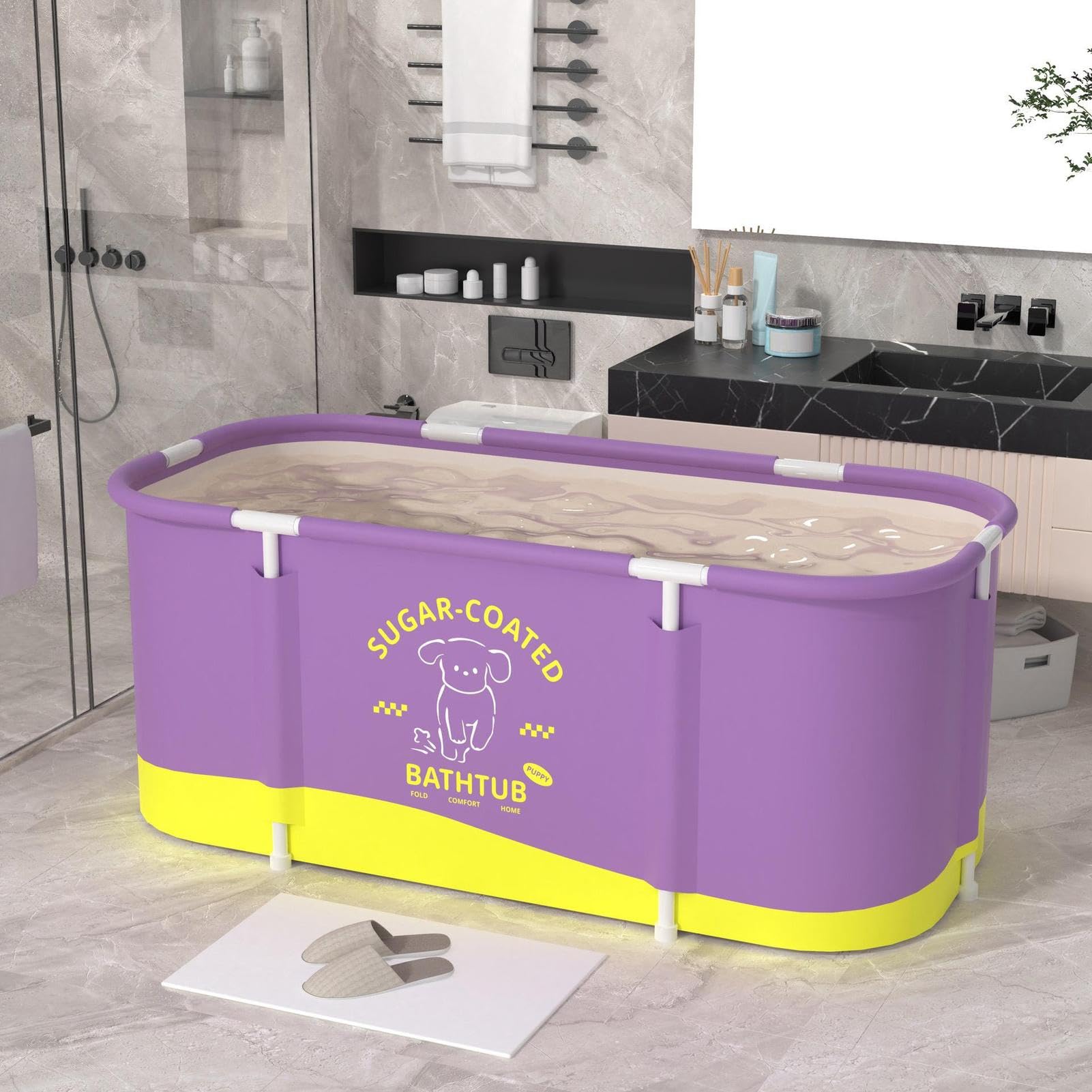 Portable Renforcée Grand Format Pliable | Bac froid 115x60x50 cm Pour Douche, Été, Piscine, Maison, Camping, Extérieur, Jardin