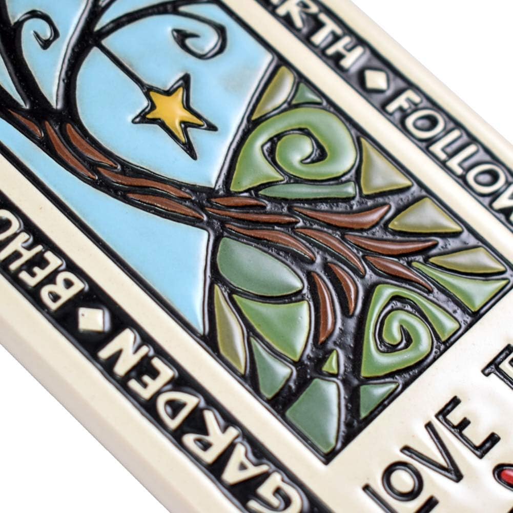 Ceramic Art Tile Garden Stake with 'Love The Journey' Quote, American Made