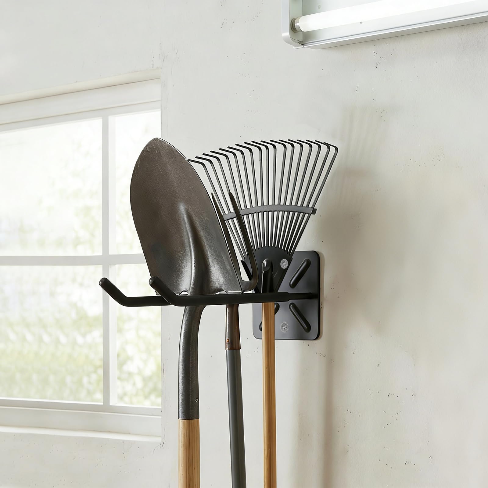 Ganci Doppi da Parete per Garage, 4 Pezzi, Porta Pneumatici e Attrezzi da Giardino, Ferro Nero 31 cm, Portata 45 kg