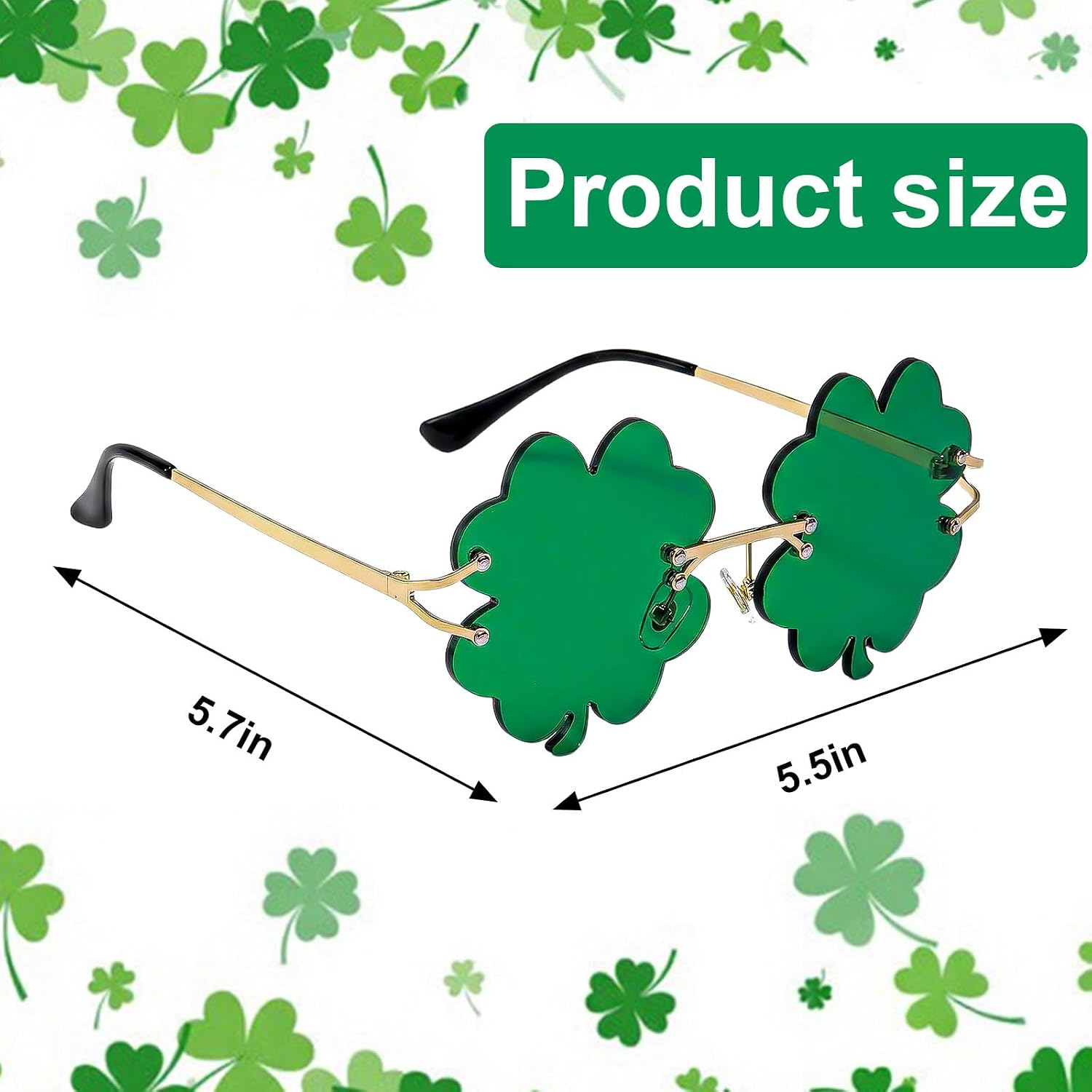 Hying St. Patrick's Day Shamrock Glasses for Women Men, Lucky Clover Costume Eyeglasses Eyewear Dressing-up Accessories