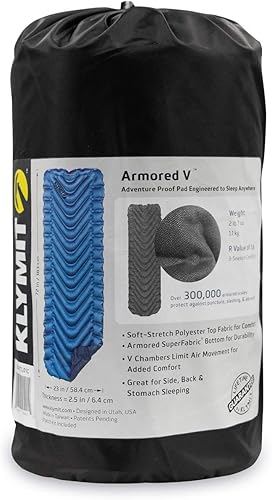 Miniatura 3 de Klymit Blindado V Superfabric - Colchoneta inflable para campamento, senderismo ligera y mochilero, 2.5 pulgadas de grosor