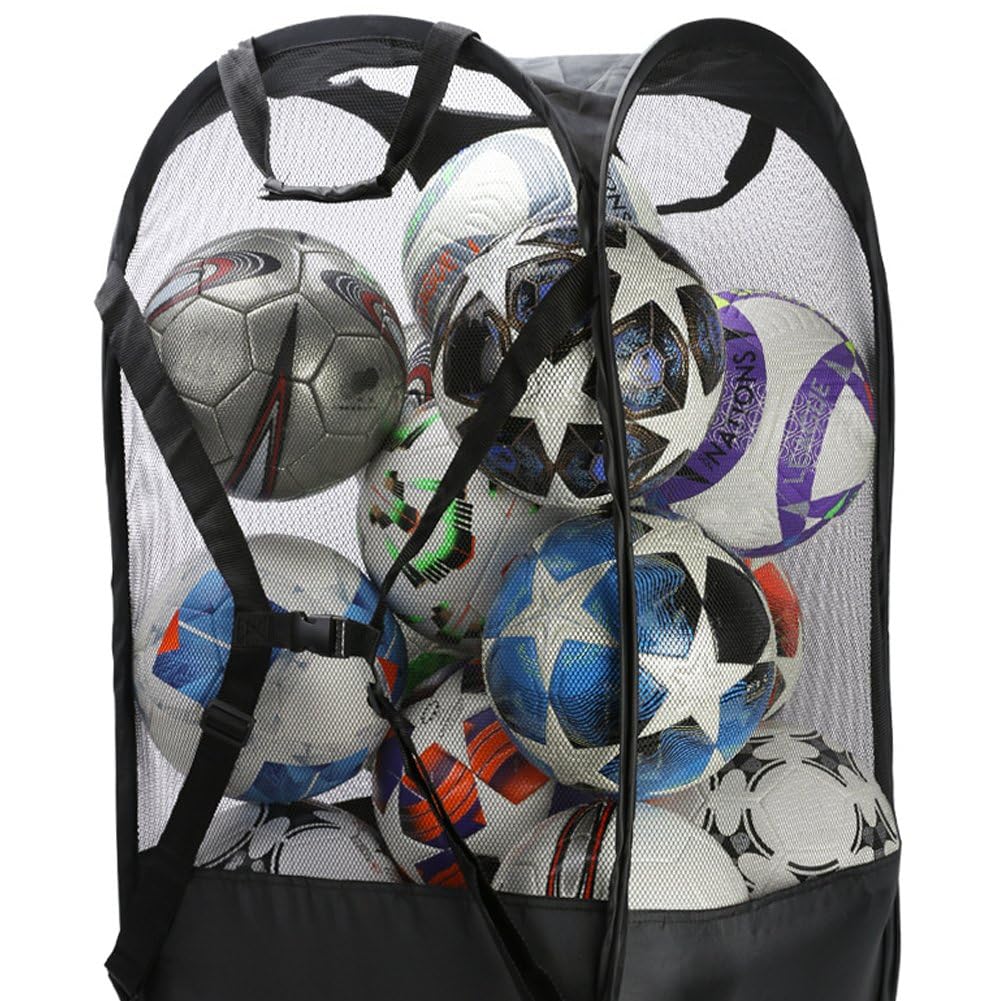 Porta Palloni Calcio Pieghevole, Borsa Calcio di Grande capacità, Cesto Porta Biancheria per Basket, Pallavolo, Attrezzatura Nuoto, Organizer