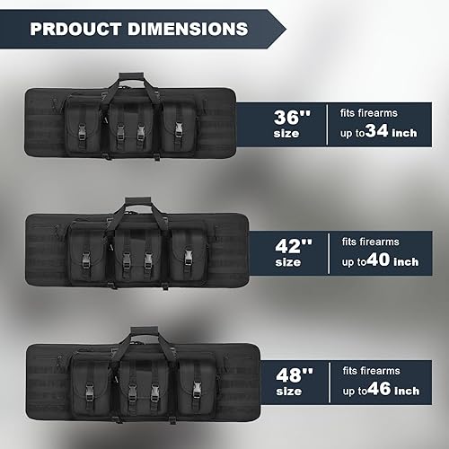 Miniatura 6 de Soft Rifle Case 32'' 36" 42" 48'' Tactical Long Double Rifle Backpack Gun Bag for Hunting Shooting Range, Firearm Transportation with Lockable